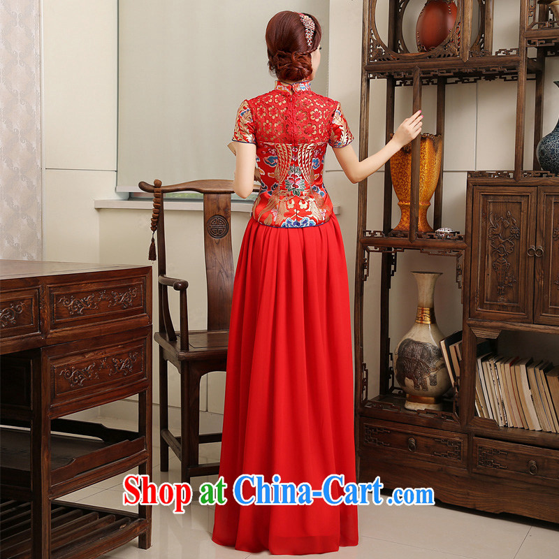 Tslyzm Chinese wedding dress bridal toast service 2015 qipao improved spring new short-sleeved long red XXXL, Tslyzm, shopping on the Internet