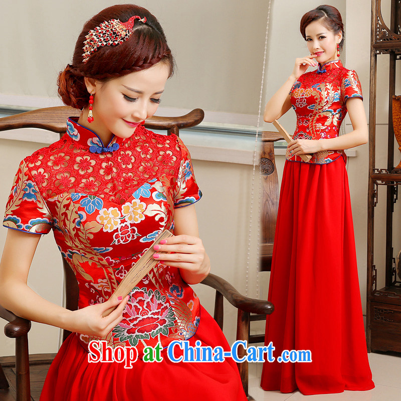 Tslyzm Chinese wedding dress bridal toast service 2015 qipao improved spring new short-sleeved long red XXXL, Tslyzm, shopping on the Internet