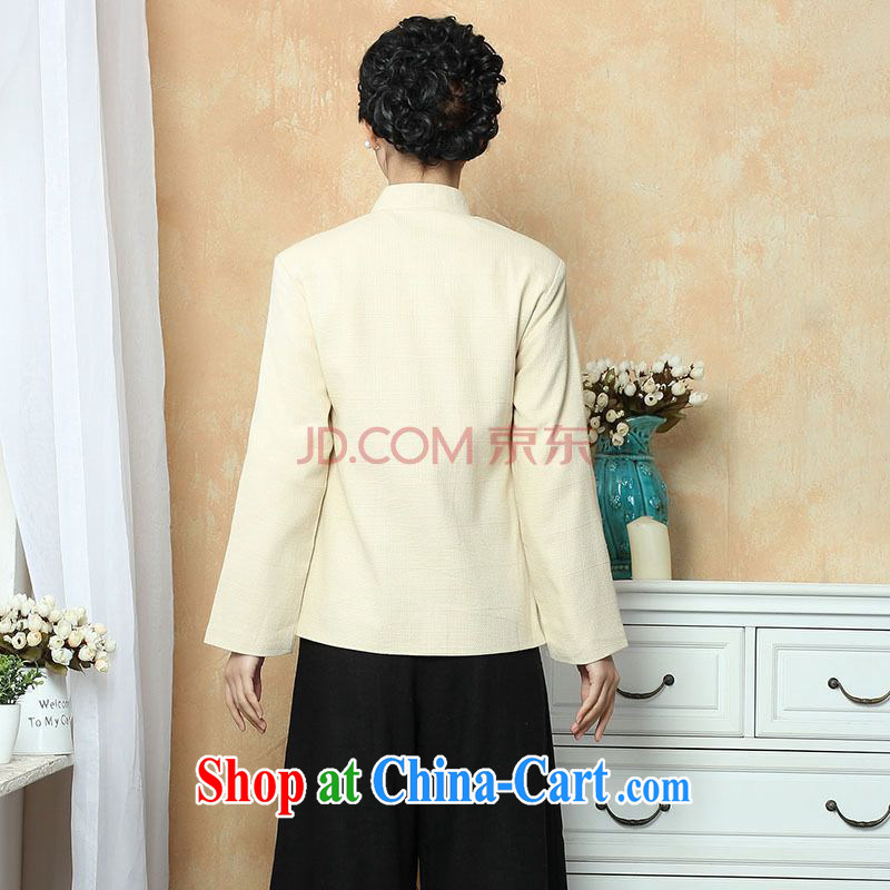 The frequency female Tang with autumn and winter Load T-shirt jacket, cotton for the Tang with T-shirt national costume show clothing - 2 beige 3XL, the bandwidth, and shopping on the Internet