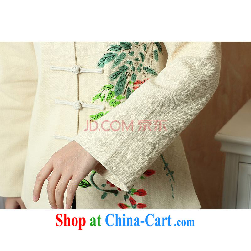 The frequency female Tang with autumn and winter Load T-shirt jacket, cotton for the Tang with T-shirt national costume show clothing - 2 beige 3XL, the bandwidth, and shopping on the Internet