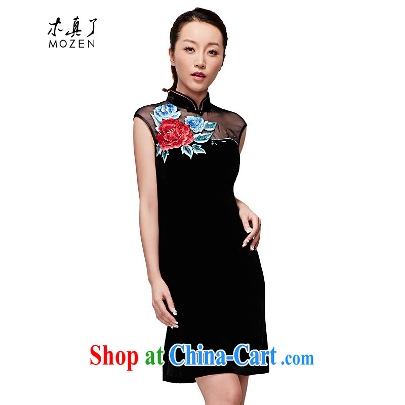 Wood is really a qipao 2015 spring and summer new, modern embroidery cheongsam dress high-end elegant dress girls winter dresses 22,246 01 black XXL (A), wood really has, online shopping