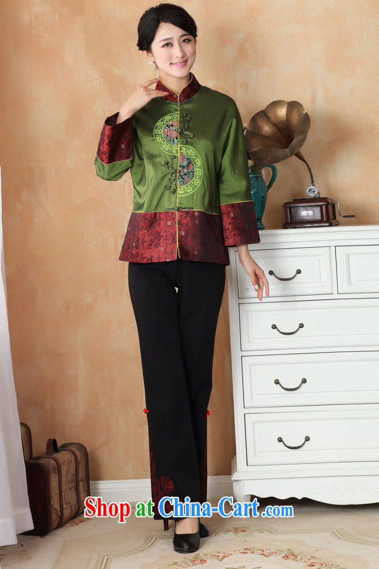 The frequency female Tang with autumn and winter Load T-shirt jacket, collar damask Chinese T-shirt national costume - 1 green 3 XL pictures, price, brand platters! Elections are good character, the national distribution, so why buy now enjoy more preferential! Health