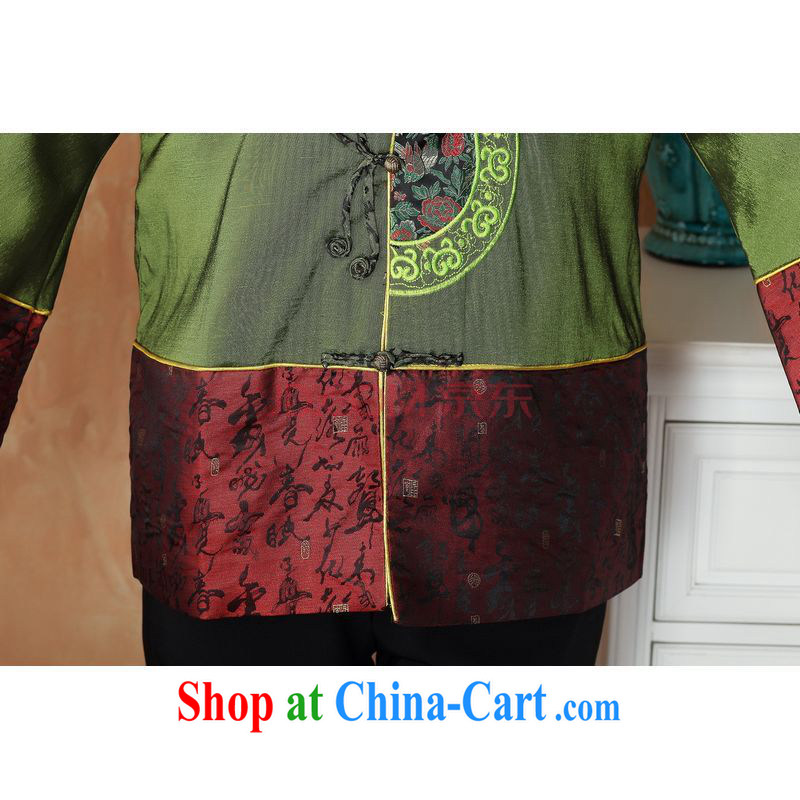 The frequency female Tang with autumn and winter Load T-shirt jacket, collar damask Chinese T-shirt national costume - 1 green 3 XL, broadband, and Internet shopping