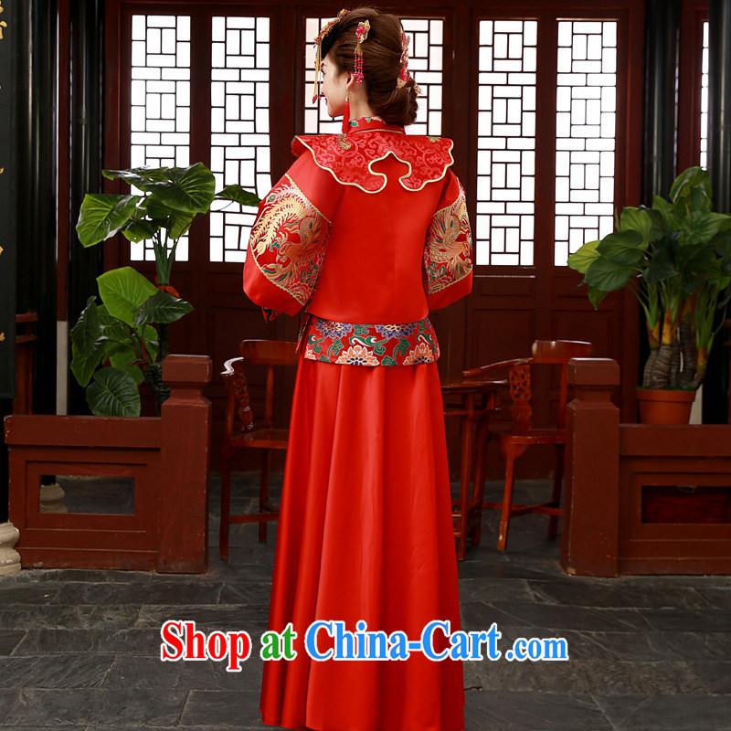 A good service is 2014 new winter bridal wedding dress qipao toast serving Sau Wo service use phoenix Sau kimono red 2 XL, serving a good solid, shopping on the Internet