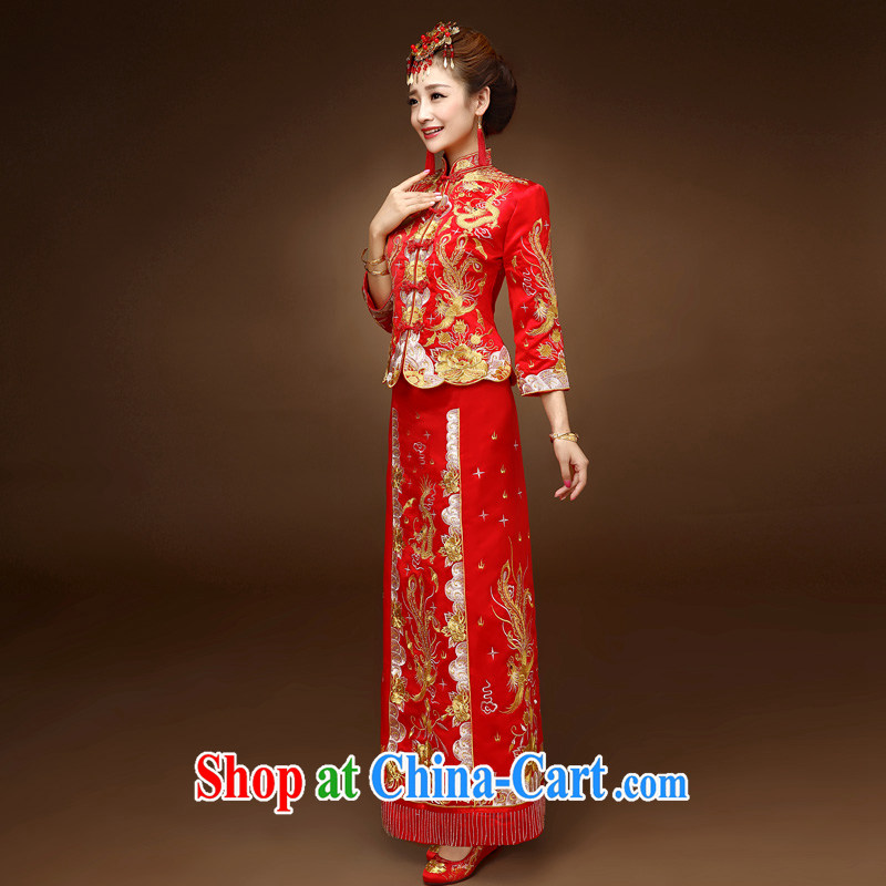 A good service is a 2015 new winter bridal show reel service wedding dress Phoenix use of dress qipao toast serving red 2 XL, good service, and, shopping on the Internet