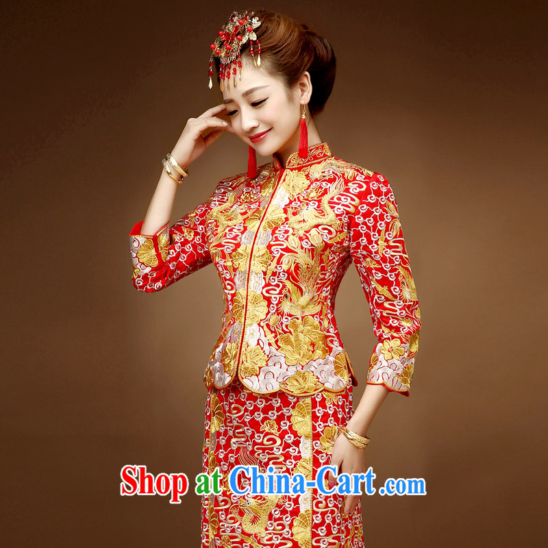 Service was good in autumn and winter-su Wo service Chinese married Yi bridal wedding dress qipao toast serving the 5 well Phoenix and red 2 XL, good service, and, shopping on the Internet