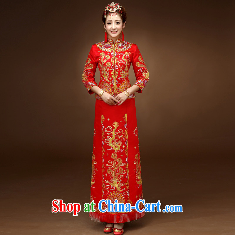 Service was good in autumn and winter brides with Su-wo Service serving toast wedding dresses cheongsam Dragon skirt use of Chinese married Yi red 2 XL, good service, and, shopping on the Internet