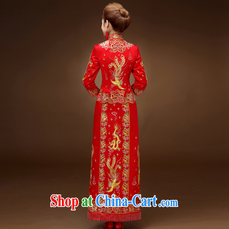 Service was good in autumn and winter red Chinese woman bridal wedding dress toast clothing qipao Sau Wo serving Phoenix and skirt and red 2 XL, good service, and, shopping on the Internet