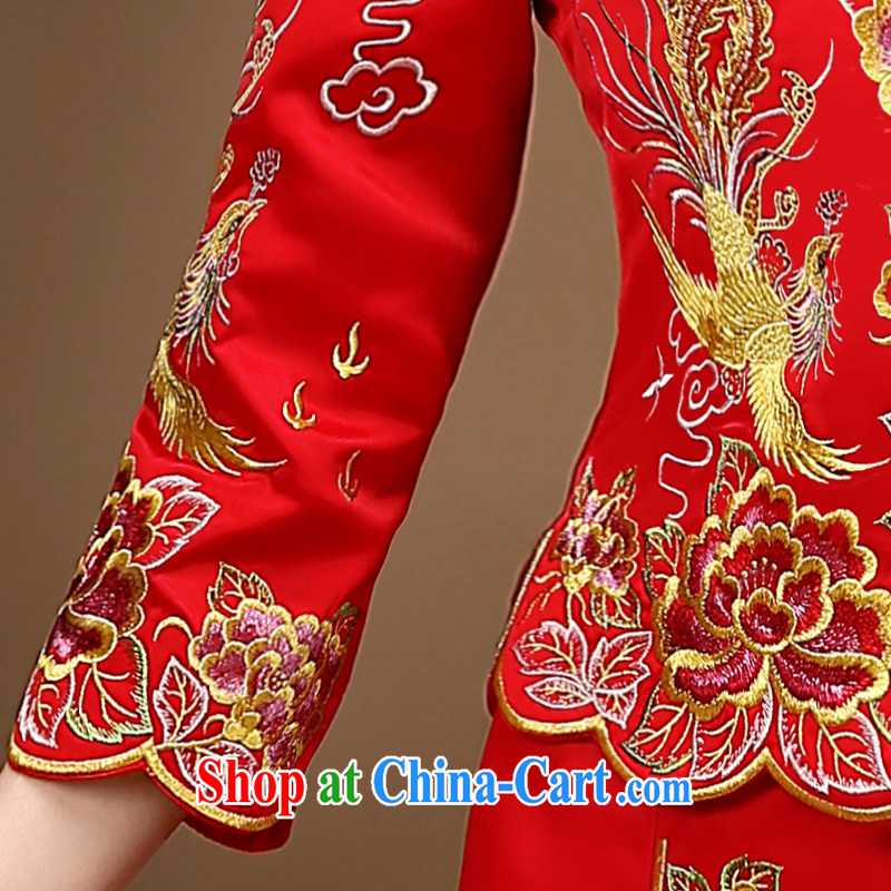 Service was good in autumn and winter red Chinese woman bridal wedding dress toast clothing qipao Sau Wo serving Phoenix and skirt and red 2 XL, good service, and, shopping on the Internet