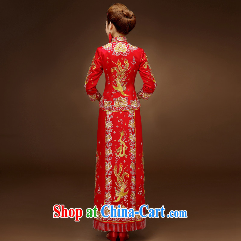 Service was good in autumn and winter brides with toast clothing wedding dress show reel service Phoenix use of dress cheongsam Chinese married Yi red 2 XL, good service, and shopping on the Internet