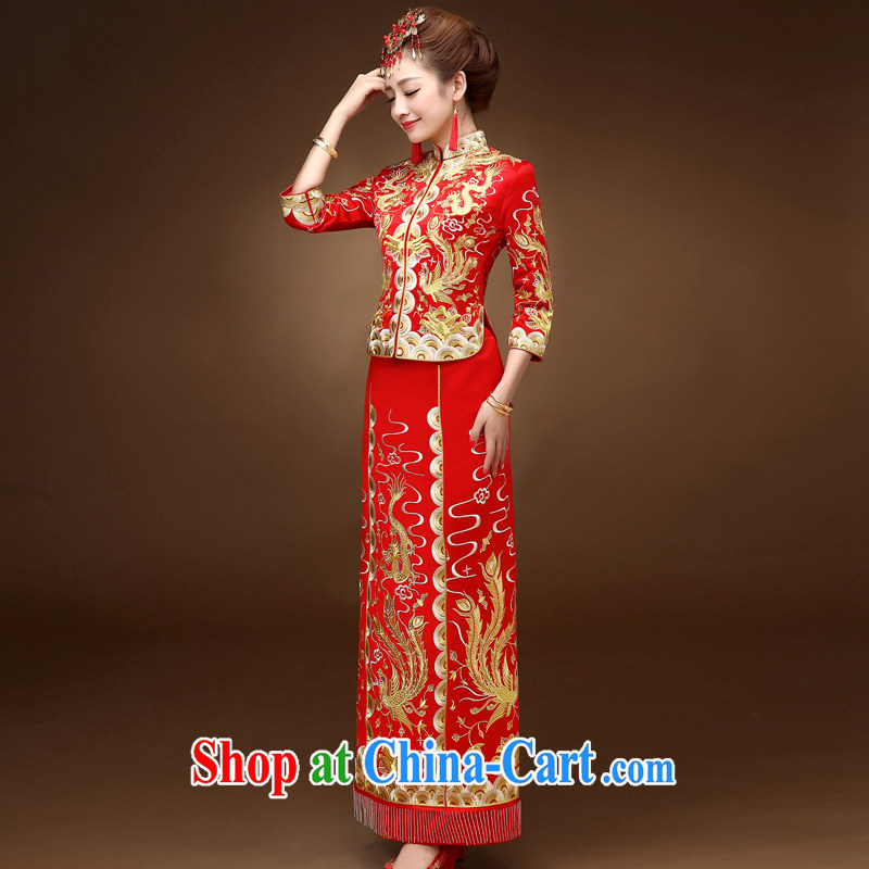 Service was good in spring and summer with retro-su Wo service bridal dresses serving toast wedding dresses use Phoenix Chinese married Yi red S, good service, and shopping on the Internet