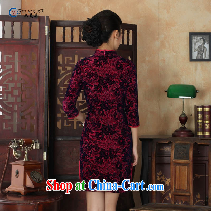 Ko Yo Mephidross 2015 Colorful spring and summer and noble gold velour style Beauty Fashion Ethnic Wind in the cuff for manual tray snaps cheongsam dress TD TD 0016 0016 170 /XL, capital city sprawl, shopping on the Internet