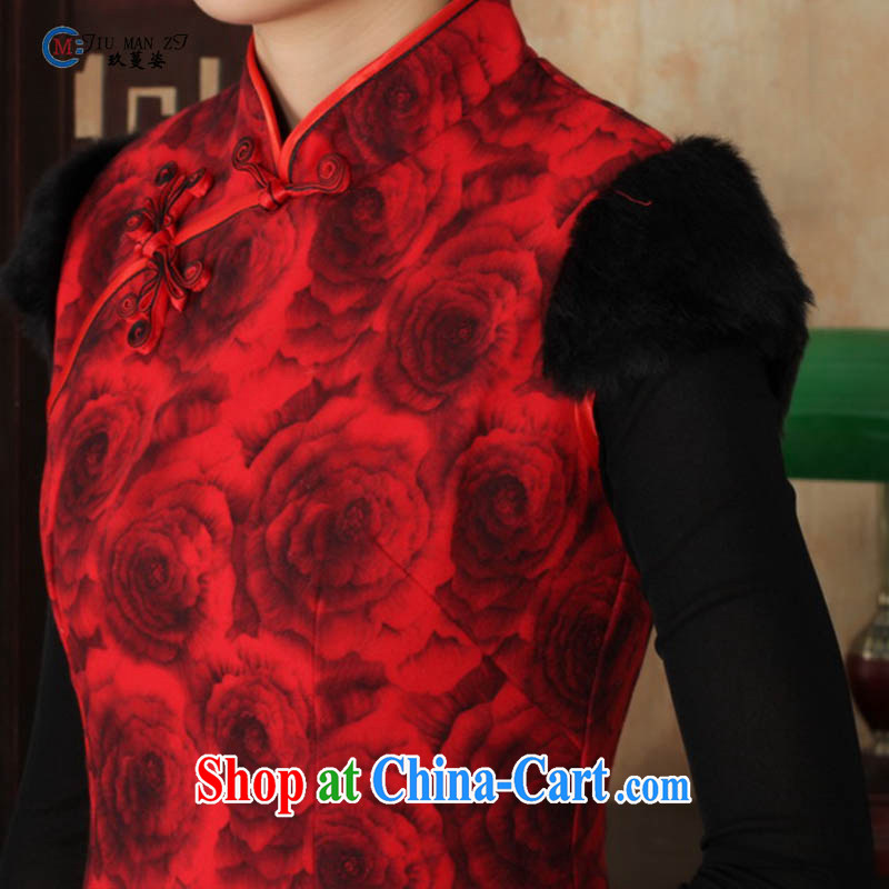 Ko Yo Mephidross colorful fall/winter new stylish Chinese style lace gold velour the Ethnic Wind cultivating short-sleeve and collar cheongsam Y Y 0007 0024 175/2 XL, capital city sprawl, shopping on the Internet