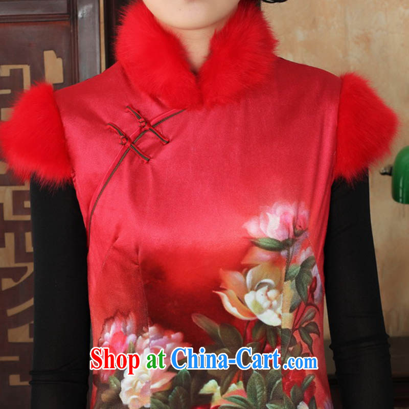 Ko Yo vines into colorful autumn and winter new stylish aura hair short-sleeved Ethnic Wind Lotus wool short sleeve cheongsam dress Y 0021 - C Y 0021 - C 175/2 XL, capital city sprawl, shopping on the Internet