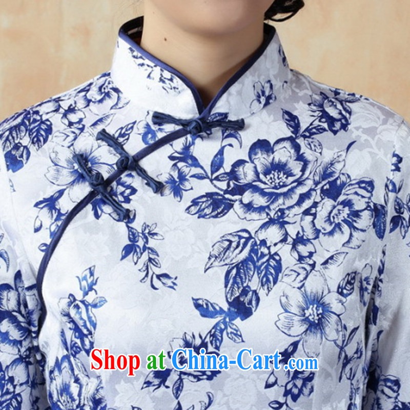 Bin Laden smoke fall outfit with new Tang is a leading Chinese improved a tight cotton blue and white porcelain cuff in cheongsam package mail as XL, Bin Laden smoke, shopping on the Internet