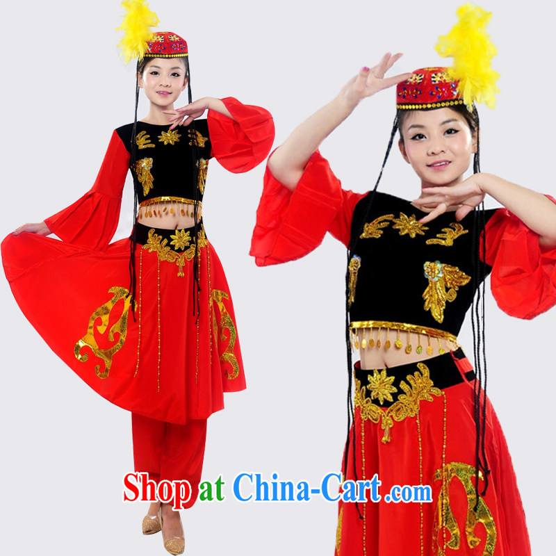 Dual 12 new special performances in Xinjiang serving children's dance clothing stage costumes show girls the dress pants Kit HXYM - 0025 red 2 XL, King coconut, shopping on the Internet
