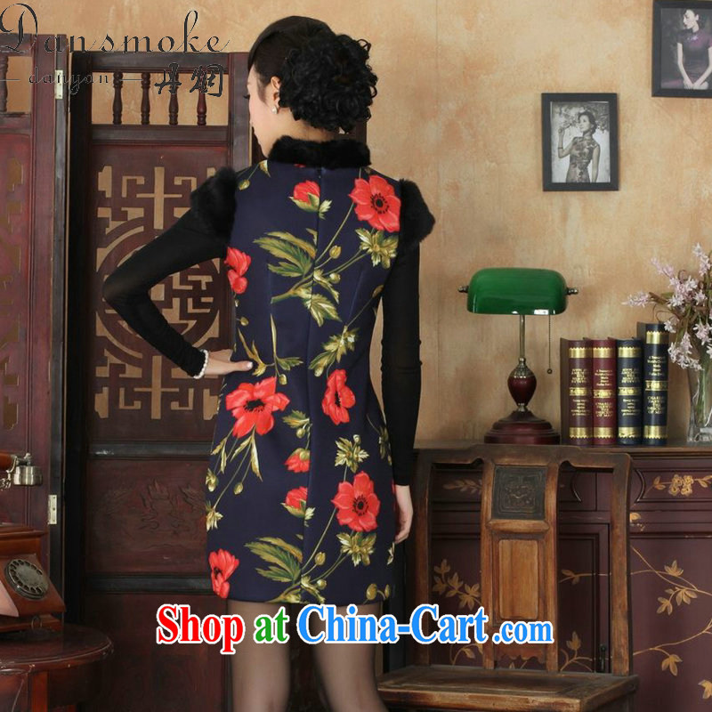 Dan smoke winter outfit with new female Chinese, for gross for Chinese improved retro warm stretch cotton short cheongsam as figure 2 XL, Bin Laden smoke, shopping on the Internet