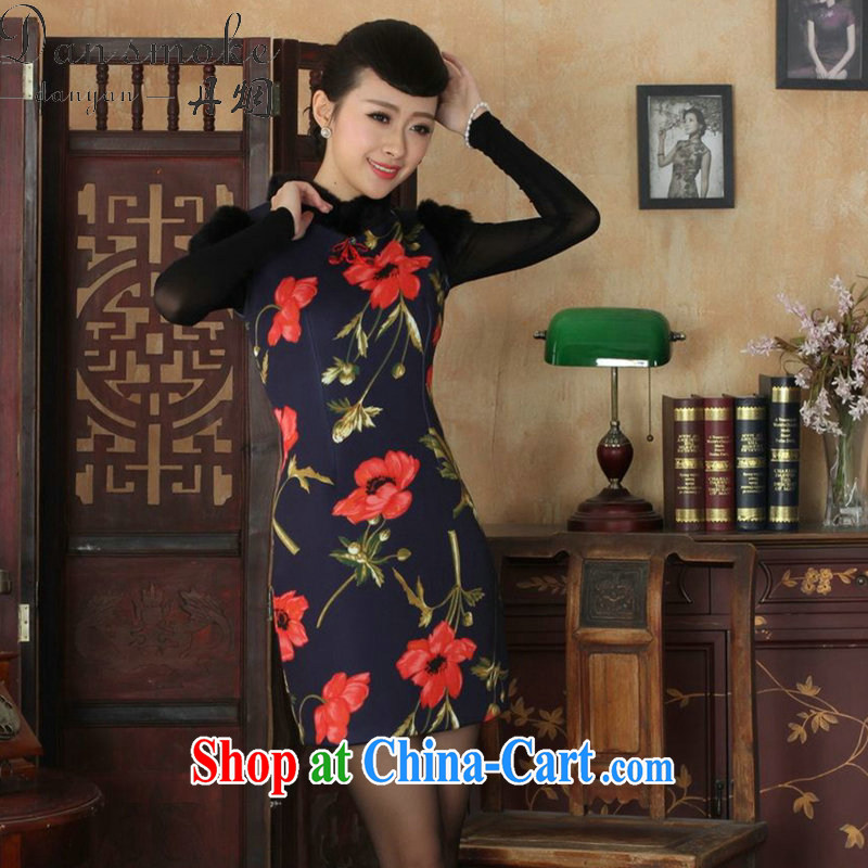 Dan smoke winter outfit with new female Chinese, for gross for Chinese improved retro warm stretch cotton short cheongsam as figure 2 XL, Bin Laden smoke, shopping on the Internet