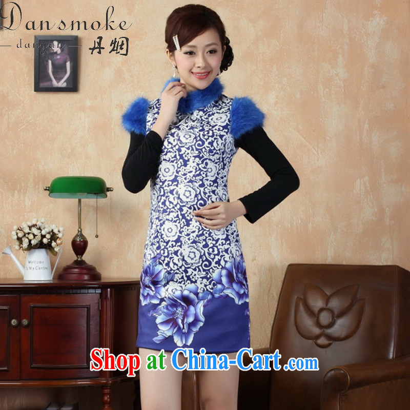 Bin Laden smoke cheongsam dress Chinese new paragraph for the Chinese improved gross cotton is short cheongsam dress antique show serving as figure 2 XL, Bin Laden smoke, shopping on the Internet