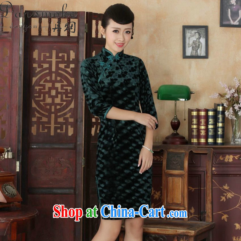 Bin Laden smoke autumn Tang Women's clothes outfit New paragraph for the Chinese improved noble wife, Kim velvet cheongsam beauty dress - B green 3 XL, Bin Laden smoke, shopping on the Internet