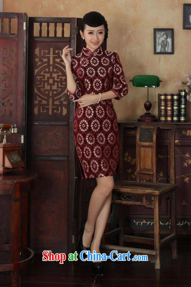 Cotton Joseph Chinese improved cheongsam dress long skirt-stretch lace gold velour cheongsam beauty skirt 7 cuff TD 0025 Map Color XXL pictures, price, brand platters! Elections are good character, the national distribution, so why buy now enjoy more preferential! Health