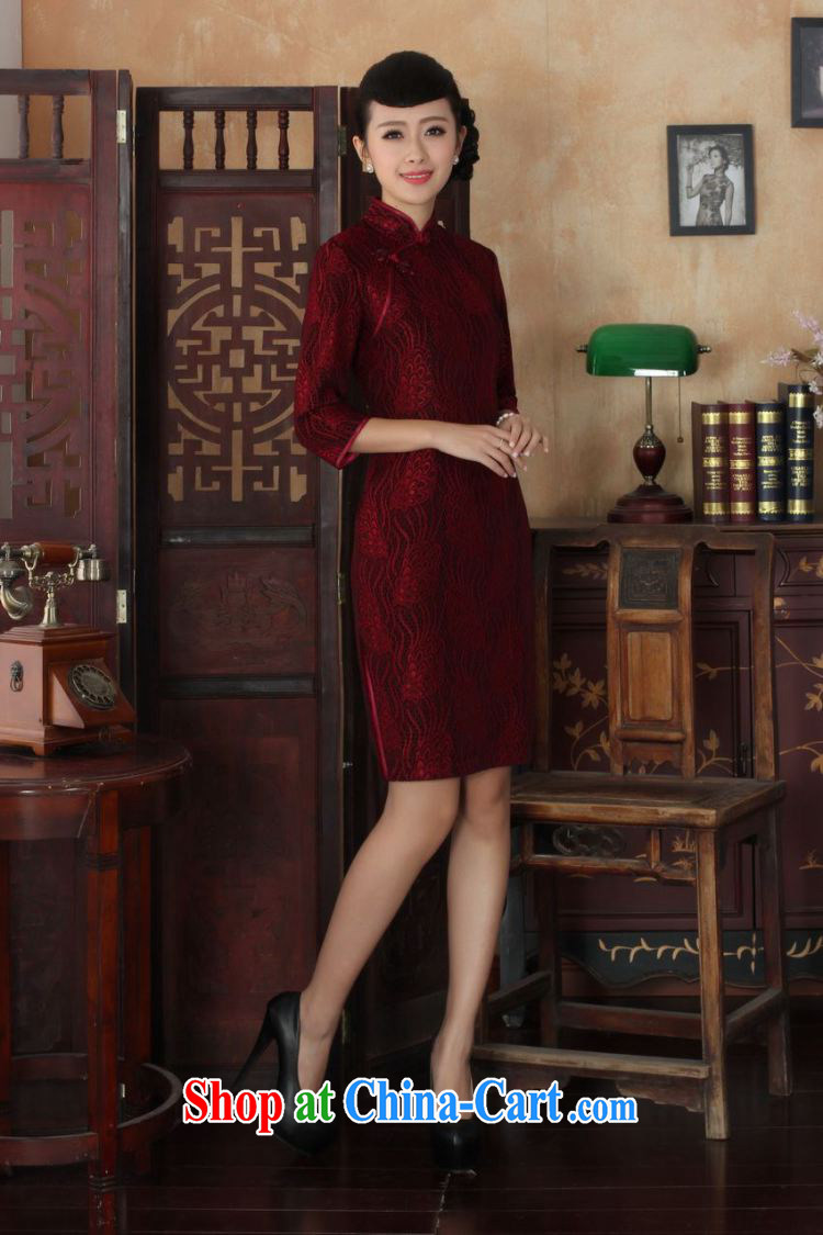 Cotton Joseph Chinese improved cheongsam dress long skirt-stretch lace gold velour cheongsam beauty skirt 7 cuff TD 0025 Map Color XXL pictures, price, brand platters! Elections are good character, the national distribution, so why buy now enjoy more preferential! Health