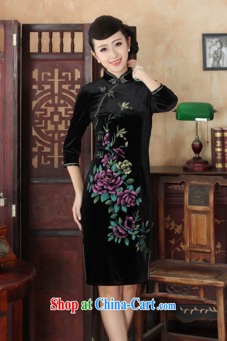 Cotton Joseph Chinese improved cheongsam dress long skirt-stretch the wool beauty dresses skirts 7 cuff wine red XXL pictures, price, brand platters! Elections are good character, the national distribution, so why buy now enjoy more preferential! Health