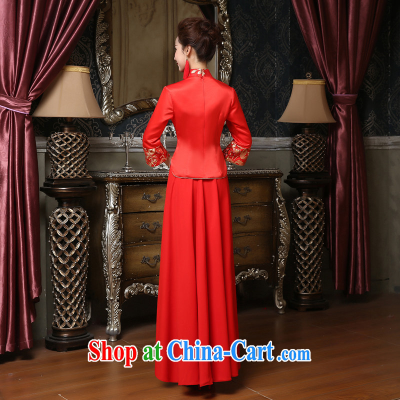 Honey, bride 2015 new bridal gown red winter wedding Chinese wedding dresses long, long-sleeved in the cheongsam dress code toast serving red XXXL, honey, bride, shopping on the Internet