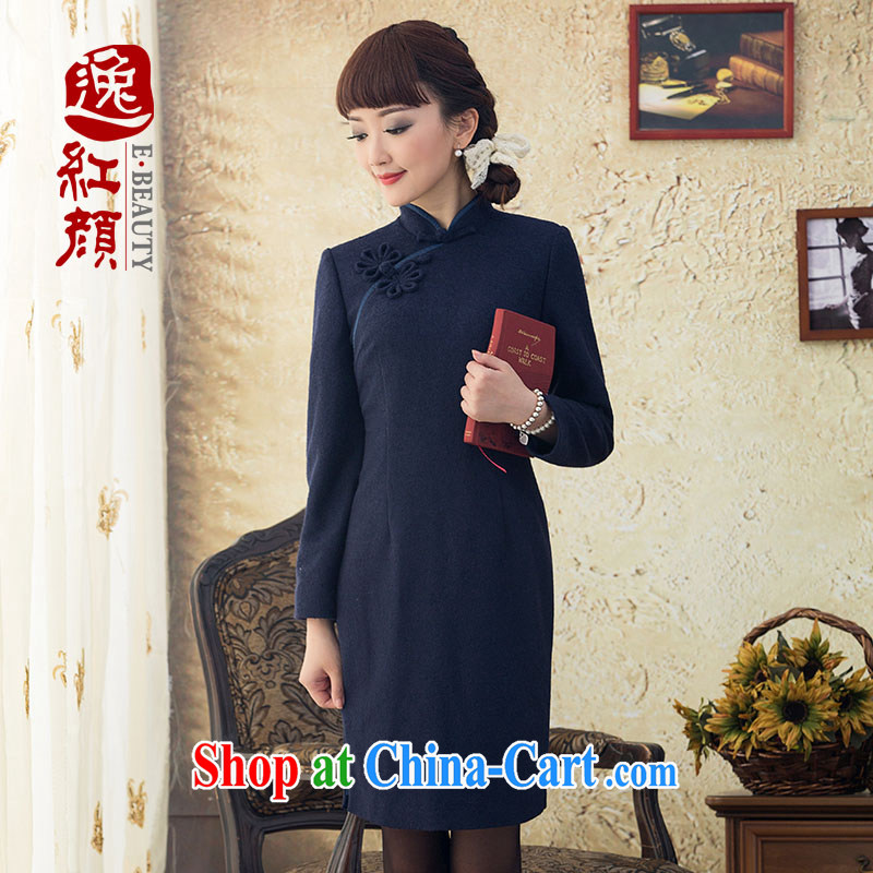 once and for all, fatally jealous fuser winter wool style cheongsam dress, long, and for long-sleeved qipao improved retro Navy 2 XL, fatally jealous once and for all, and shopping on the Internet