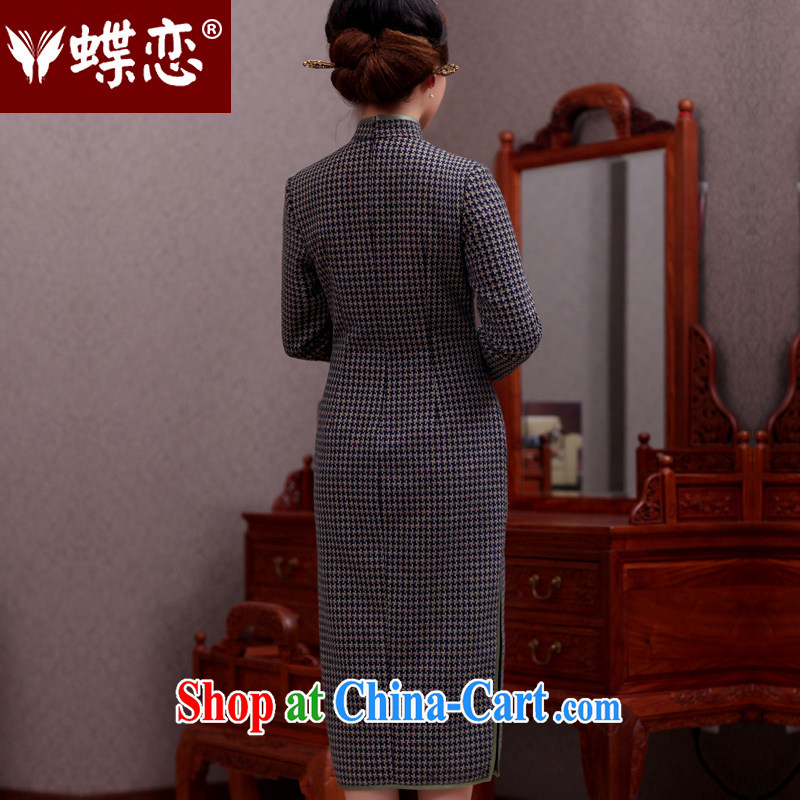 Butterfly Lovers 2015 spring fashion improved cheongsam-yi long-sleeved dress retro checkered long hair dresses? 1000 49,066 birds, XXL, Butterfly Lovers, shopping on the Internet