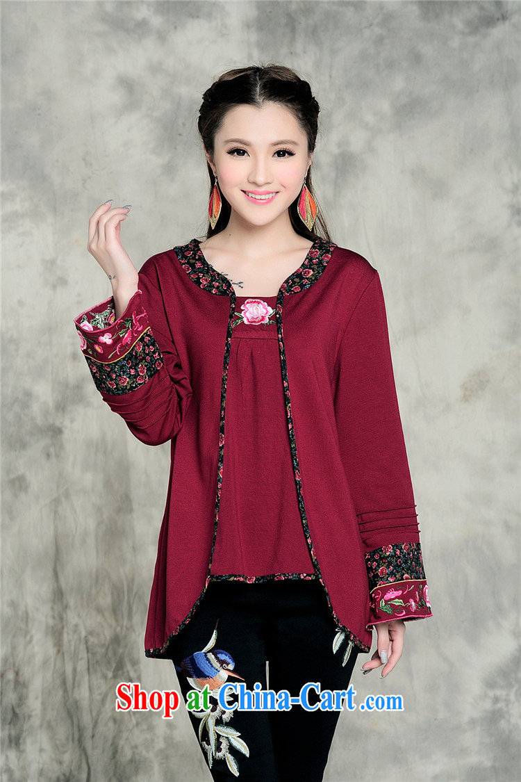 o Ya-ting China wind 2014 autumn and winter with new female Ethnic Wind embroidered long-sleeved solid T pension female beauty larger female square dance red beautiful required XXXL pictures, price, brand platters! Elections are good character, the national distribution, so why buy now enjoy more preferential! Health