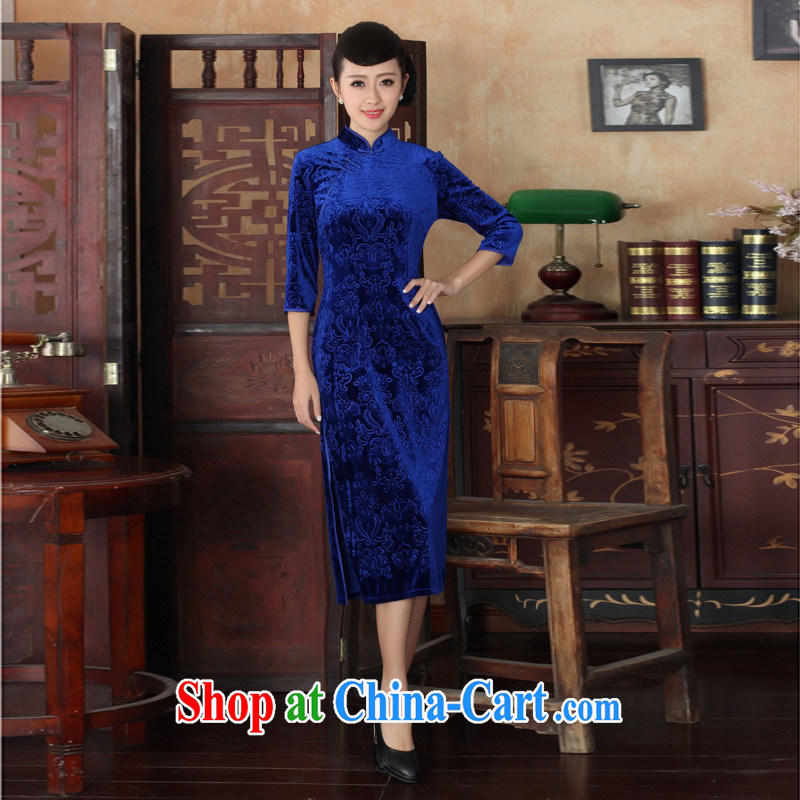 Mrs Ingrid economy sprawl new Chinese improved cheongsam dress long skirt-stretch the wool 7 cuff TD outfit 00,039 figure XXXL
