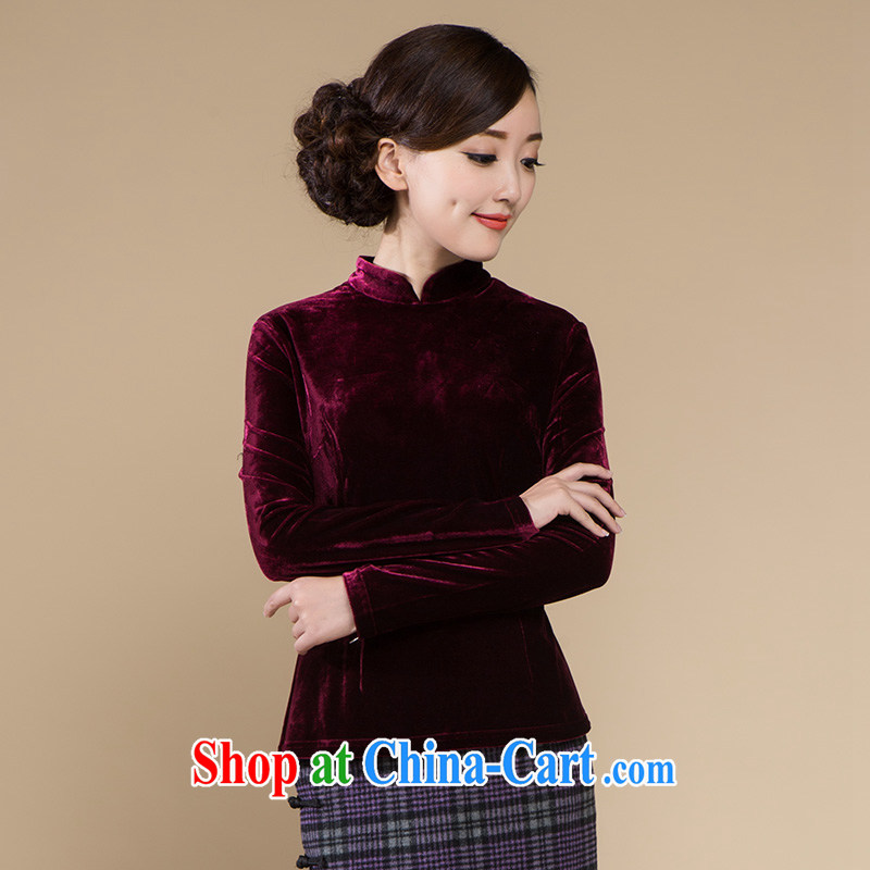 once and for all, fatally jealous advisory committee high-end original gold velour long sleeved qipao Chinese T-shirt autumn and winter clothes, jacket black 2XL, fatally jealous once and for all, and, shopping on the Internet