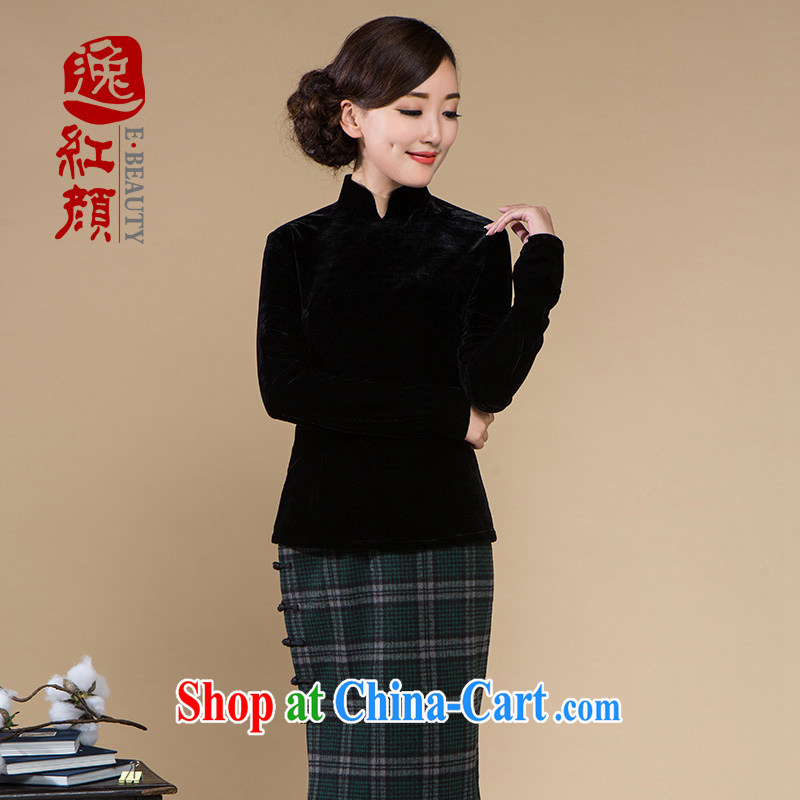 once and for all, fatally jealous advisory committee high-end original gold velour long sleeved qipao Chinese T-shirt autumn and winter clothes, jacket black 2XL, fatally jealous once and for all, and, shopping on the Internet