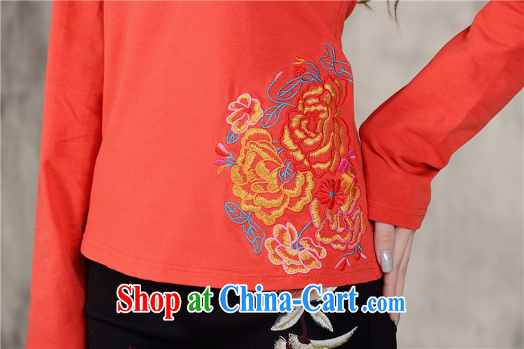 o Ya-ting 2014 autumn and winter clothing new embroidered Ethnic Wind square dance clothes T-shirt and ventricular hypertrophy, female China wind beauty embroidery solid long-sleeved T-shirt woman navy blue L pictures, price, brand platters! Elections are good character, the national distribution, so why buy now enjoy more preferential! Health