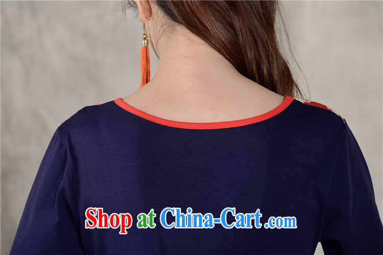 o Ya-ting 2014 autumn and winter clothing new embroidered Ethnic Wind square dance clothes T-shirt and ventricular hypertrophy, female China wind beauty embroidery solid long-sleeved T-shirt woman navy blue L pictures, price, brand platters! Elections are good character, the national distribution, so why buy now enjoy more preferential! Health