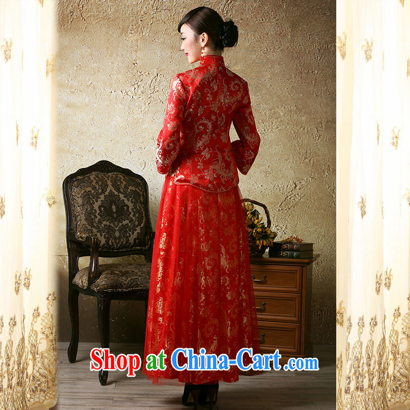 proverbial hero once and for all and millennium-yuan autumn and winter wedding dress the bride cuff antique dresses improved national wind bridal toast serving red S, fatally jealous once and for all, and, on-line shopping