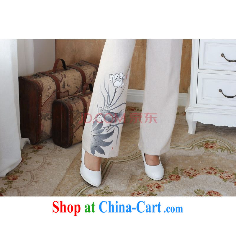 Cotton Joseph middle-aged and older Chinese Water ink stamp duty cotton Ma spring pants - 1m White 4XL, Joseph cotton, shopping on the Internet