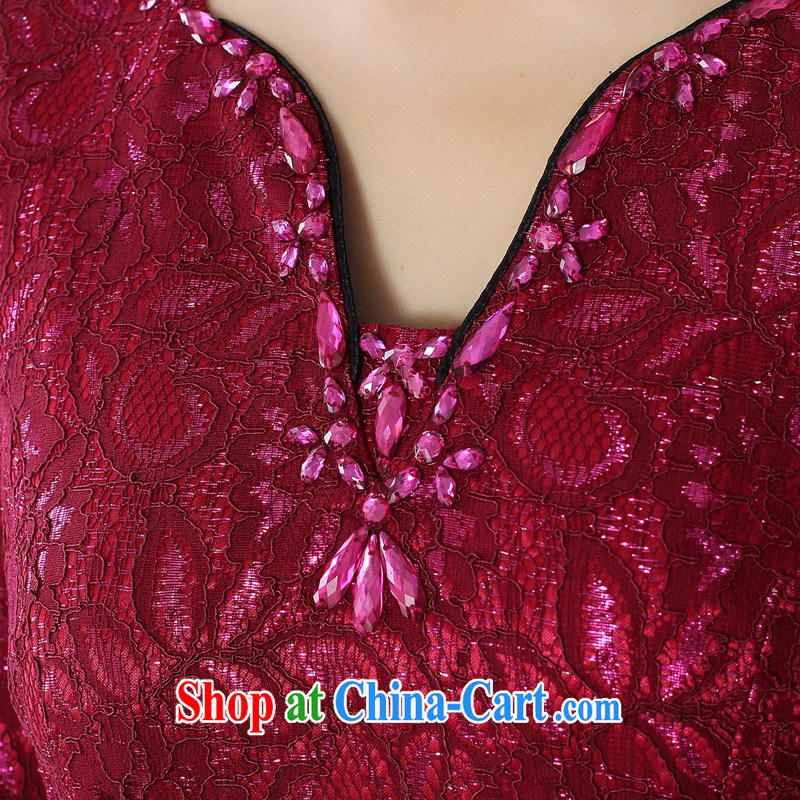 The cross-sectoral spending her non-take new dress robes fall with improved daily lace cheongsam dress light drill nails Pearl cheongsam dress 3193 Y D Red 3XL, cross-sectoral, Elizabeth, and shopping on the Internet