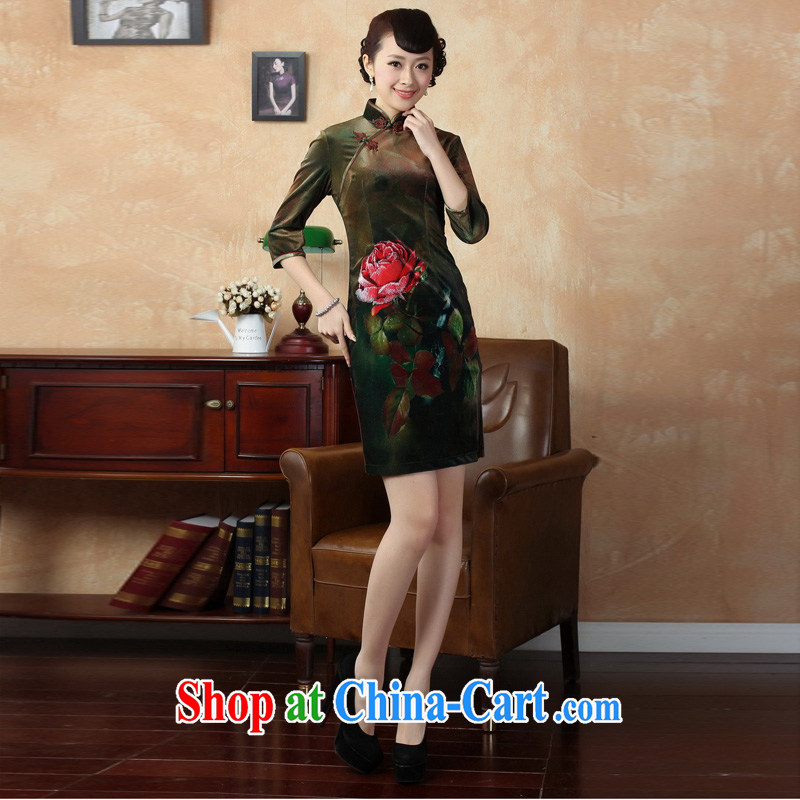 Mrs Ingrid sprawl economy 2014 autumn and winter decorated women in Tang with improved Stylish retro dresses velvet cheongsam shown in Figure XXL, Mrs Ingrid economy sprawl, shopping on the Internet