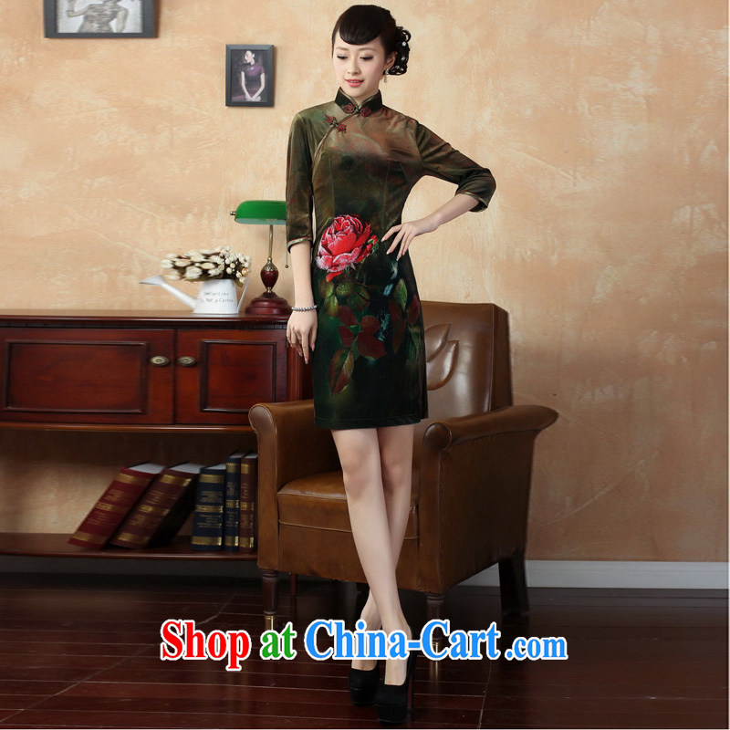 Mrs Ingrid sprawl economy 2014 autumn and winter decorated women in Tang with improved Stylish retro dresses velvet cheongsam shown in Figure XXL, Mrs Ingrid economy sprawl, shopping on the Internet