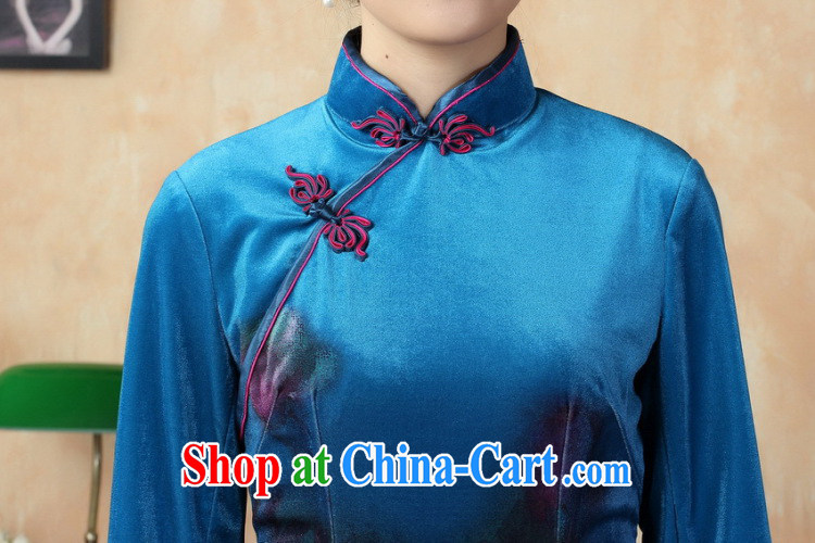 Mrs Ingrid sprawl economy 2014 new, 7 cuff improved manual embroidery stretch gold velour cheongsam dress Chinese-short cheongsam dress as shown XXL pictures, price, brand platters! Elections are good character, the national distribution, so why buy now enjoy more preferential! Health