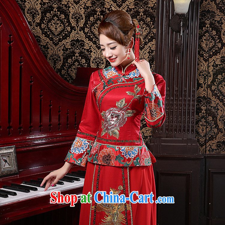 Rain is still clothing and new bride wedding dress red retro improved Chinese style wedding wedding long robes set embroidered skirt QP 565 red tailored final pictures, price, brand platters! Elections are good character, the national distribution, so why buy now enjoy more preferential! Health