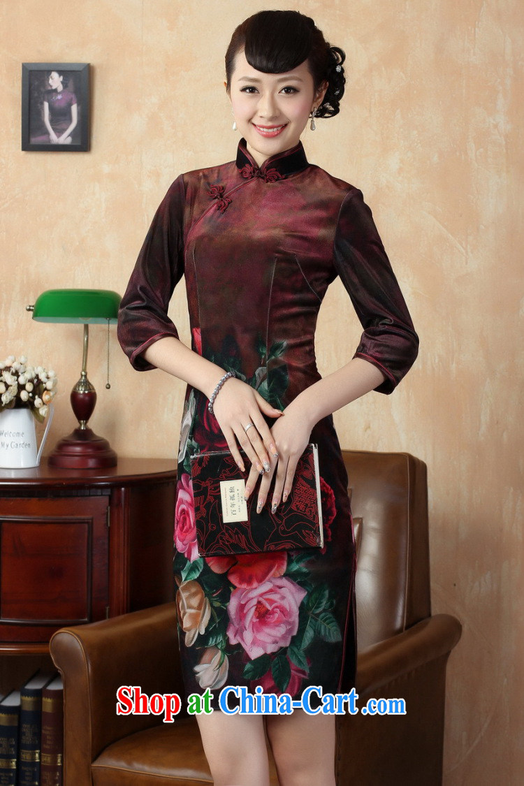 Pauline sprawl economy fall 2014 new outfit, Tang Women's clothes, collar stretch the wool poster retro classic improved in short sleeves cheongsam figure XXL pictures, price, brand platters! Elections are good character, the national distribution, so why buy now enjoy more preferential! Health