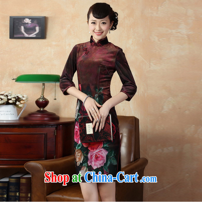 Mrs Ingrid sprawl economy fall 2014 new outfit, Tang Women's clothes, collar stretch the wool poster retro classic improved in short sleeves cheongsam as XXL, Mrs Ingrid economy sprawl, shopping on the Internet