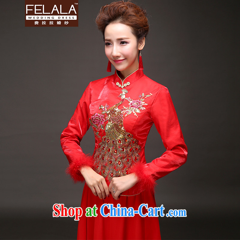 La winter 2015 new retro Chinese light drilling thick cheongsam dress maternity dress XL Suzhou shipping, La wedding (FELALA), shopping on the Internet