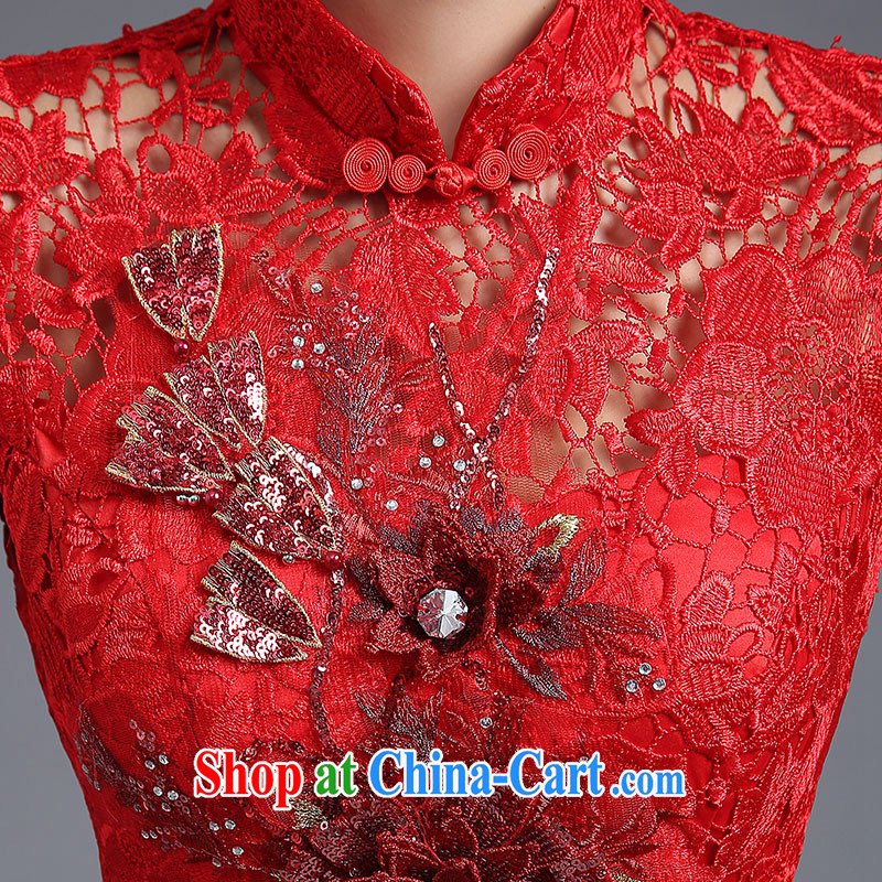 Ting Beverly served toast winter 2014 new bride wedding dress long lace cheongsam red Chinese Dress autumn red short-sleeved XXL Ting, Beverly (tingbeier), online shopping