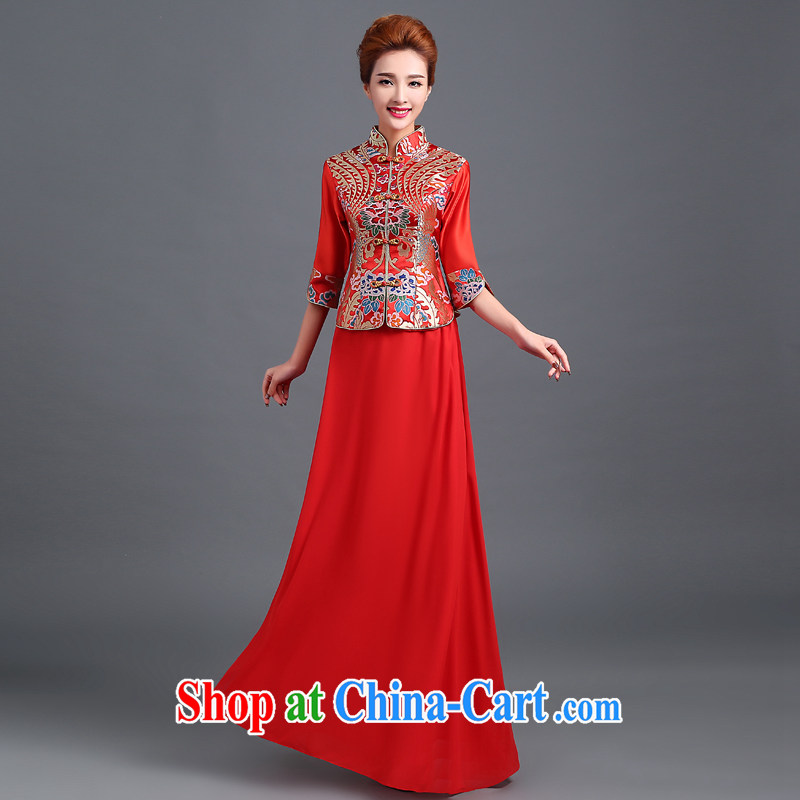 Ting Beverly wedding dresses and stylish beauty improved 2014 new bride wedding dress red long dress autumn and winter female Red XL Ting, Beverly (tingbeier), online shopping