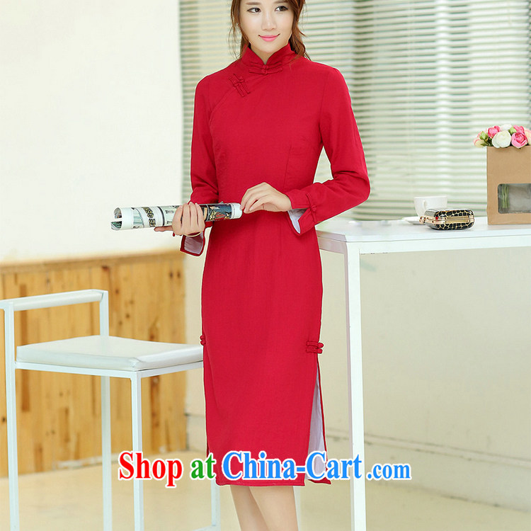 Jack Plug, spring and summer dress new cheongsam dress retro long cotton MA, for manual for improved solid color dresses wine red XXL pictures, price, brand platters! Elections are good character, the national distribution, so why buy now enjoy more preferential! Health