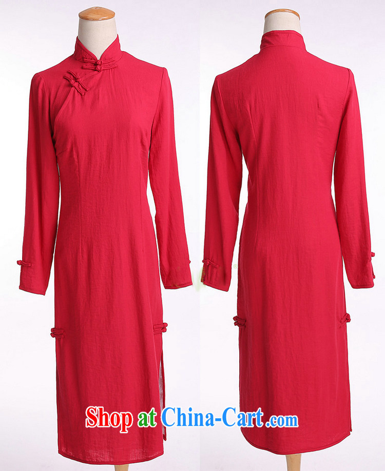 Jack Plug, spring and summer dress new cheongsam dress retro long cotton MA, for manual for improved solid color dresses wine red XXL pictures, price, brand platters! Elections are good character, the national distribution, so why buy now enjoy more preferential! Health